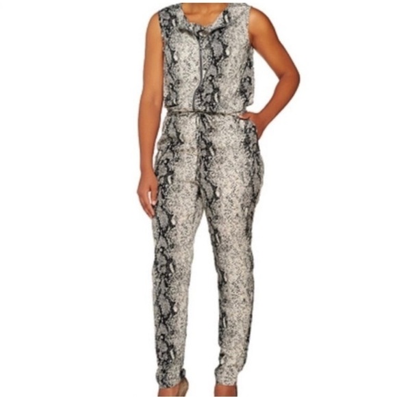 Walter baker Kiley sleeveless zip front reptile print jumpsuit - Picture 1 of 8